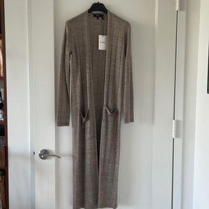 Theory Torina Rib open front wool linen long duster Cardigan
